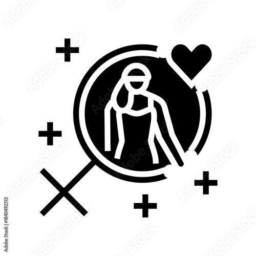 sex positive feminism glyph icon vector illustration