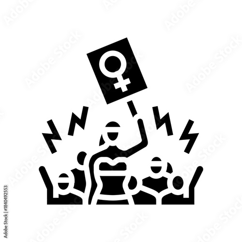 radical feminism glyph icon vector illustration