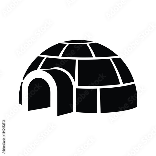 Black silhouette of an igloo with arched entrance white 1