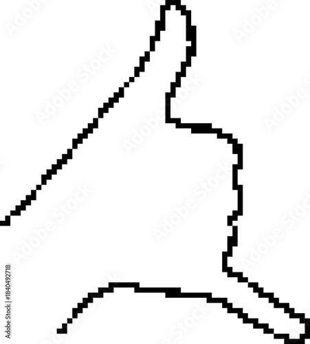 Call me hand 8-bit pixel icon. Vector illustration.