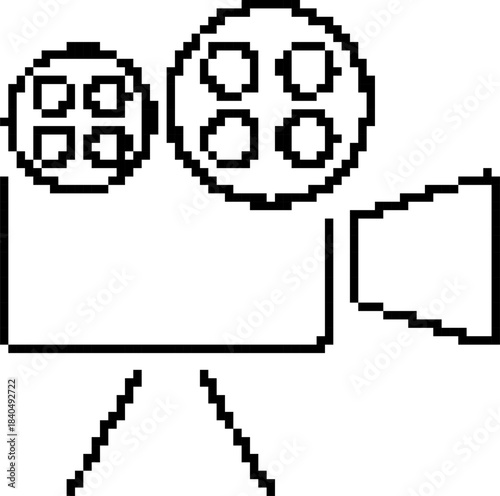Camera 8-bit pixel icon. Vector illustration.