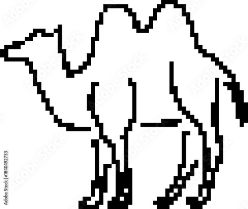 Camel 8-bit pixel icon. Vector illustration.