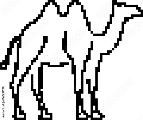 Camel 8-bit pixel icon. Vector illustration.