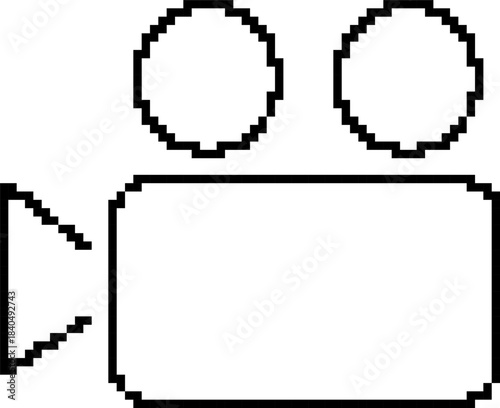 Camera 8-bit pixel icon. Vector illustration.