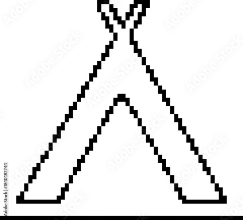 Camping 8-bit pixel icon. Vector illustration.