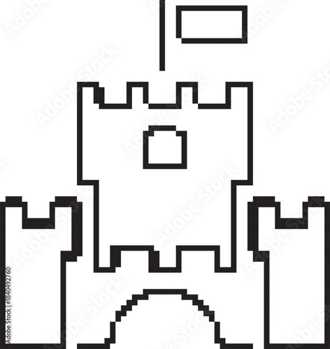 Castle 8-bit pixel icon. Vector illustration.