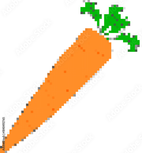 Carrot 8-bit pixel icon. Vector illustration.