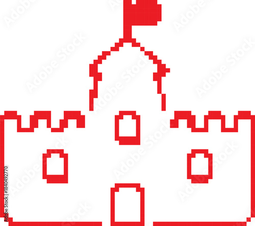 Castle 8-bit pixel icon. Vector illustration.