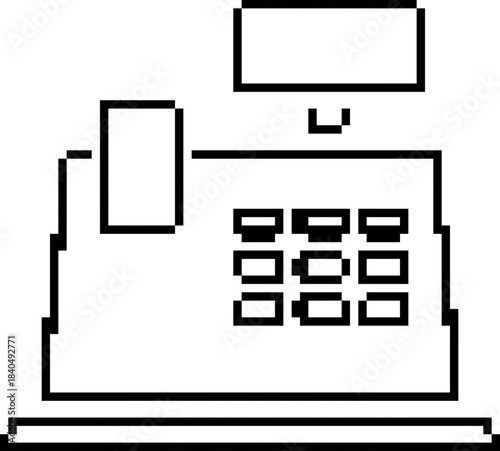 Cash Register 8-bit pixel icon. Vector illustration.