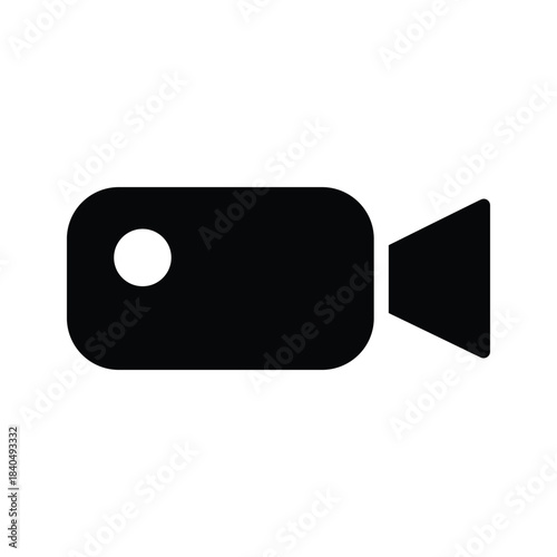 Black video camera icon on white background black and white 1