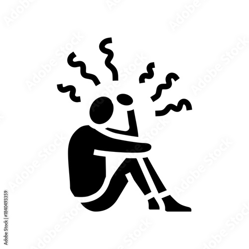 loneliness autophobia fear glyph icon vector illustration