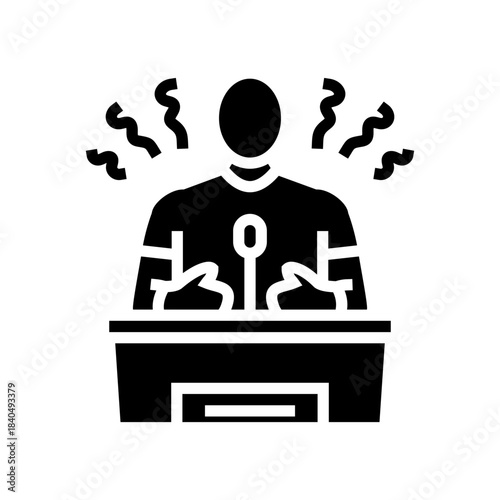 public speaking glossophobia fear glyph icon vector illustration