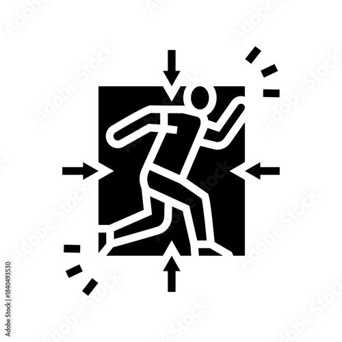 small spaces claustrophobia fear glyph icon vector illustration