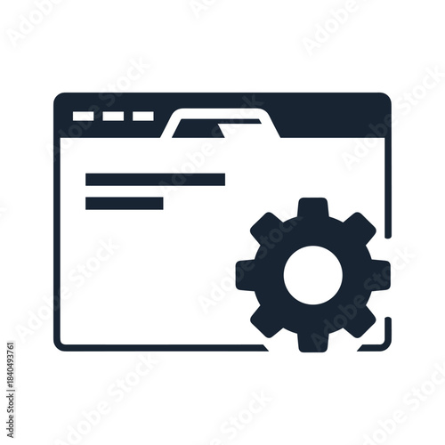 Dark blue gear icon next to file folder window cogwheel 1
