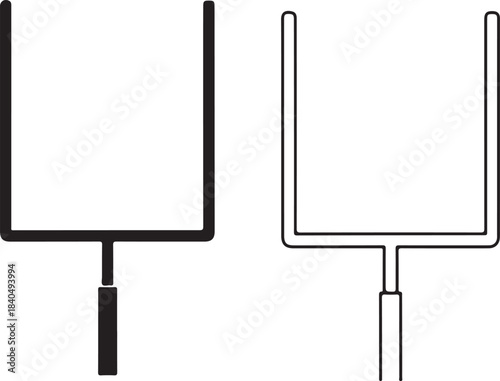 Two American Football Goal Posts One Solid Black One Outline On White sport field