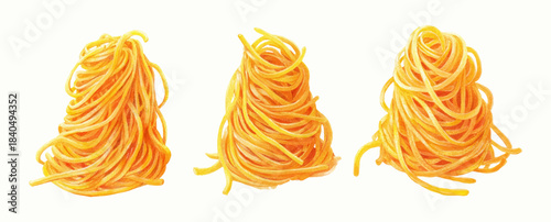 Collection of Mediterranean pasta. Italian spaghetti made from durum wheat flour. Hand drawn culinary icons perfect for restaurant menus, recipe cards or culinary banners.