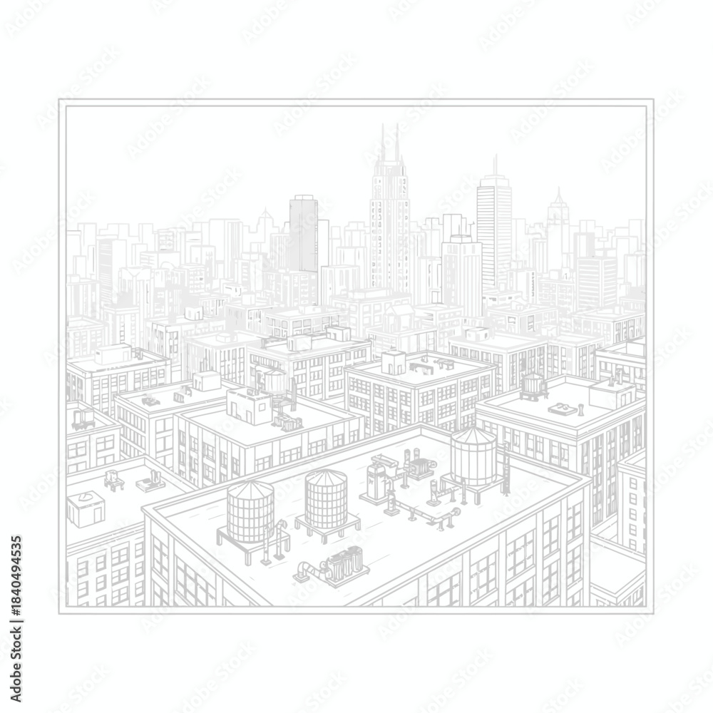 Obraz premium Detailed Cityscape Vector with Skyscrapers and Landmarks