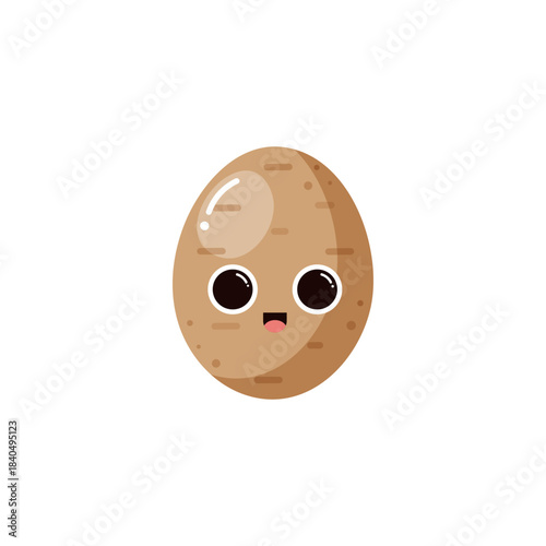 Cute potato isolated on white background. Vegetables . Groovy style. Childish characters.Design elements for kids materials,books, healthy food, posters,  and farm posters. Vector illustration.