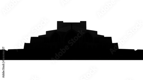Stairs to the sky and city with great pyramid silhouette vector illustration
