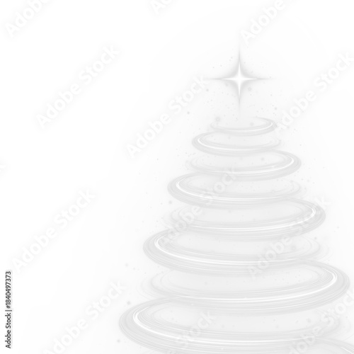 Christmas tree and spruce elements in a holiday greeting style. Festive decoration contours with bright sparkle, glow accents and winter abstract details.