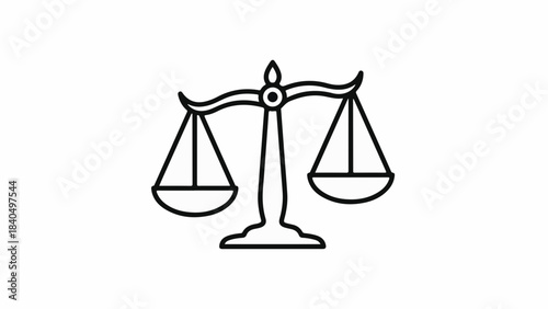 Simple outline illustration of a balanced scale representing justice and equality