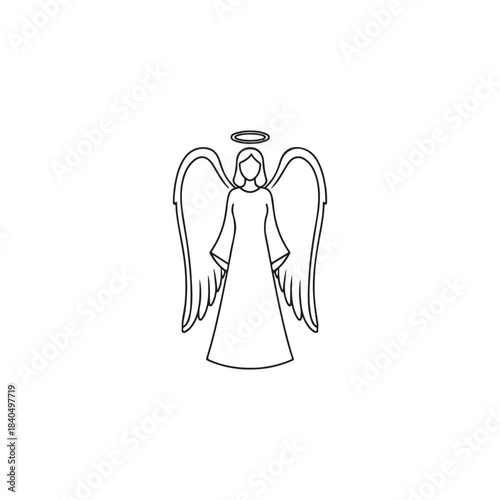 Christmas Angel Line Art Sketch
