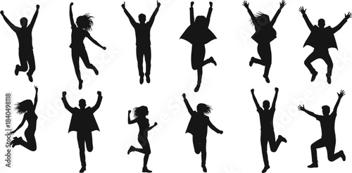 Vector Collection of Stylish Black Cat Silhouettes in Various Poses (Sitting, Standing, Lying), Ideal for Halloween, Spooky, Retro, Feline, and Modern Design Graphics.