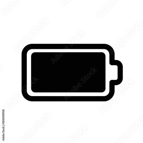 Black and White Battery Icon Depicting Low Power and Depleted Energy.