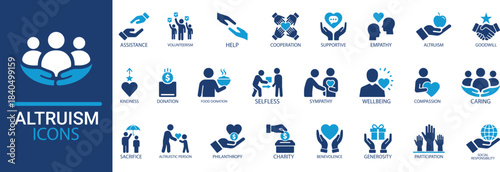 Altruism and Humanity illustration Vector Icons Set