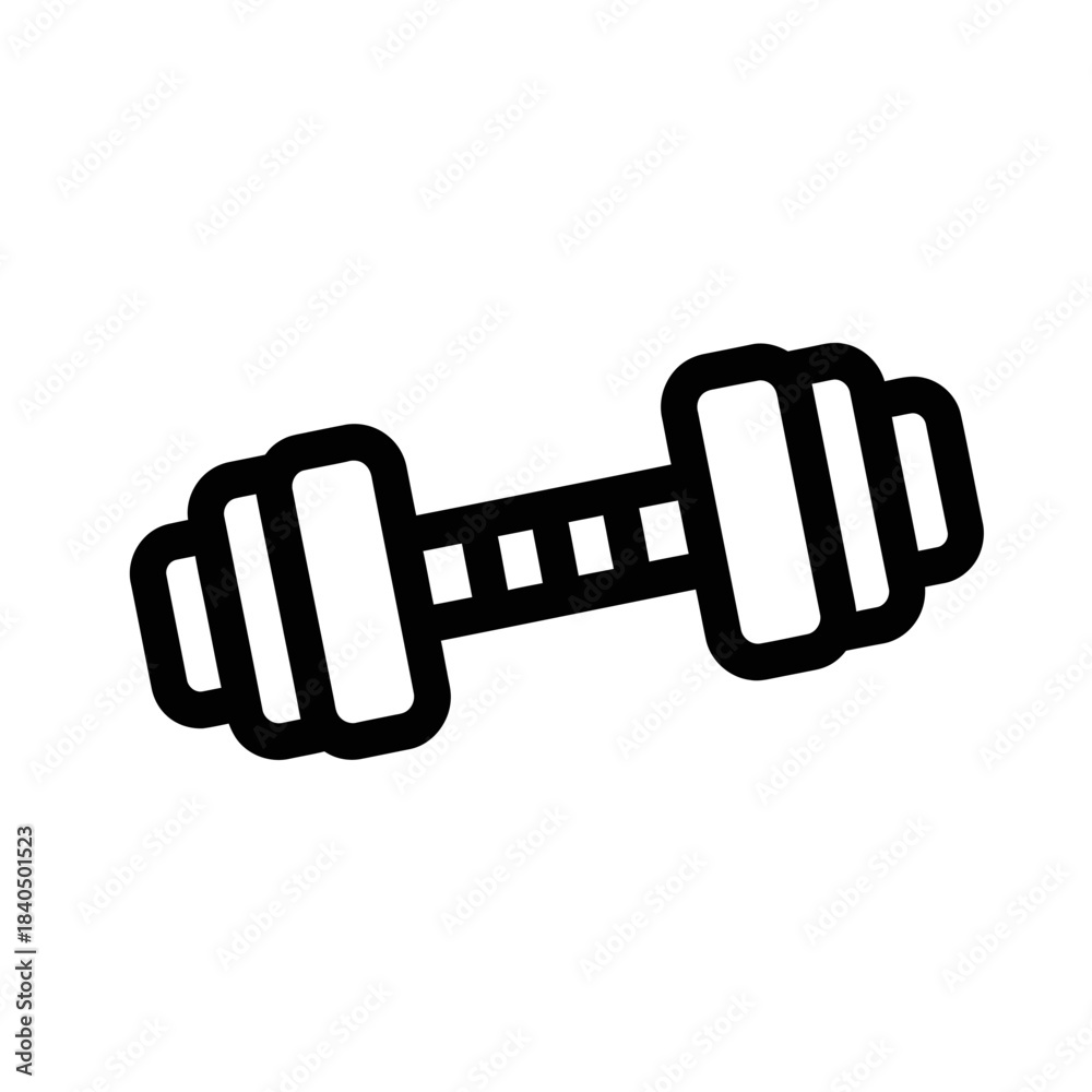 Obraz premium Minimalist black outline dumbbell icon with textured grip and weight plates.