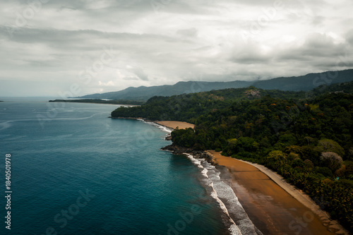 Aerial Drone View of Tropical Beach and Rainforest Coast in Uvita Costa Rica