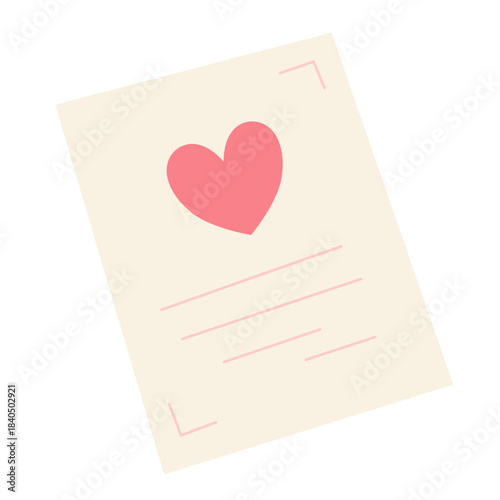 Loose Letter Sheet in Hand-Drawn Style for Romantic Love Notes