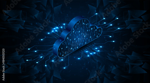 Abstract cloud technology circuit board. Large data center concept. modern cloud storage technology innovation concept background	