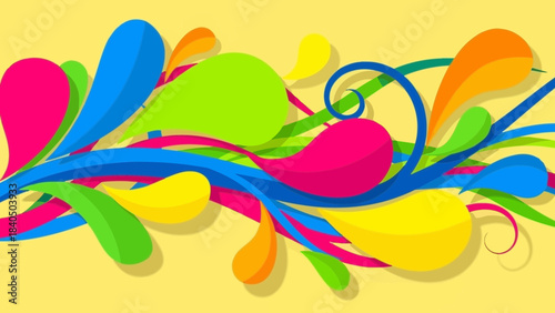 Vibrant Flowing Design: A dynamic and colorful artistic composition with flowing shapes and vivid hues, evoking a sense of creativity and movement.