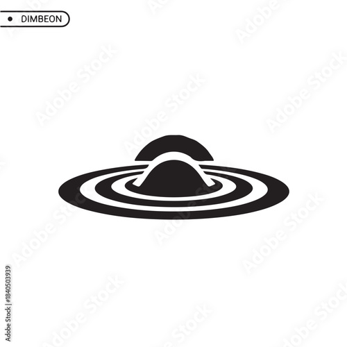 Black Saturn Planet Illustration