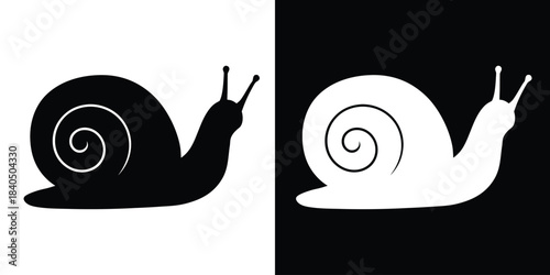 snail silhouette vector, crawling snail icon
