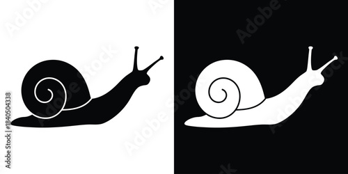 snail silhouette vector, crawling snail icon