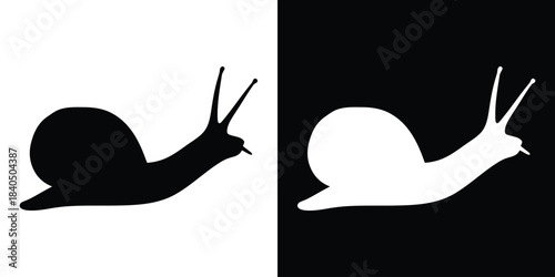 snail silhouette vector, crawling snail icon