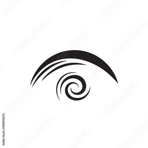 Black Eyebrow with Swirl Design on White Background