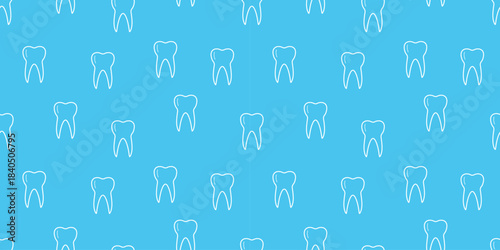 Cartoon teeth seamless pattern. Dentistry background, vector illustration medical concept.