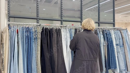 choosing clothes in a shopping mall. clothes hangers