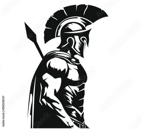 Warrior with a spear silhouette illustration