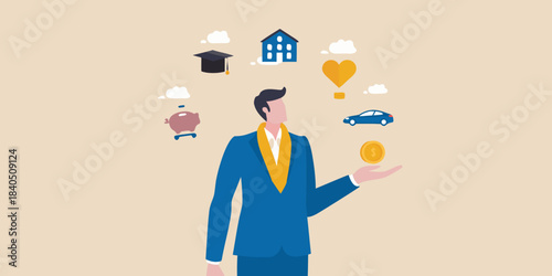 Balancing life s priorities career love finances and personal goals illustrated