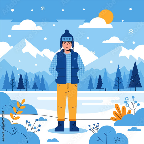 Active people have fun outdoors in the cold winter snow mountain and enjoying the snowy nature season