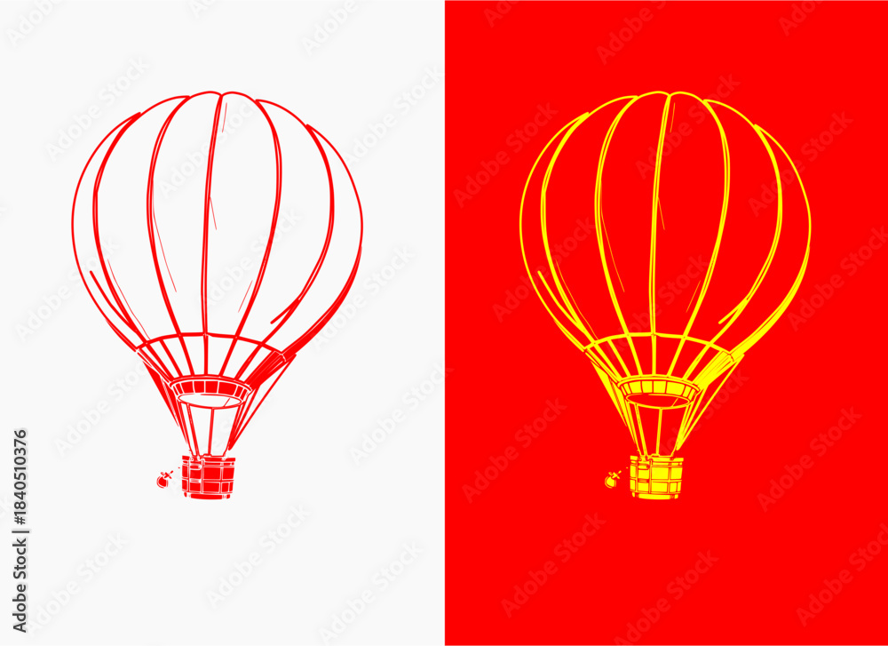 Fototapeta premium Surreal Soiree Balloon , Dreamlike vector of a surreal soiree balloon float, twisted string lines, clean whimsical form, isolated background.