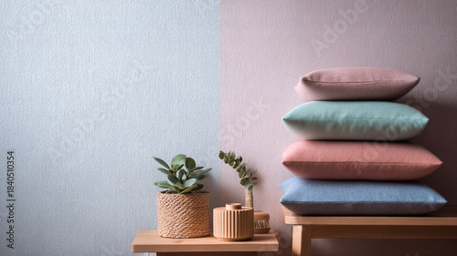 Scandinavian style wallpaper, clean lines and soft pastel colors