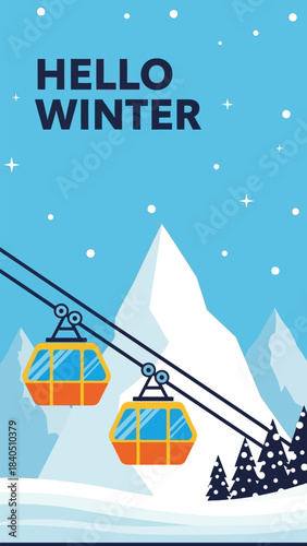 Vector illustration celebrate winter season with a gondola