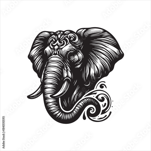 Elephant Head Logo Vector Illustration - Majestic and Intricate Design