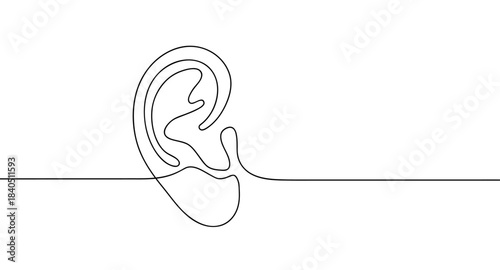 Ear, protection health concept design. World Day of Deaf concept design. Continuous single line art drawing vector illustration