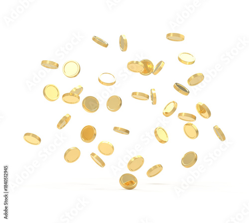 Floating Gold Coins with Transparent Background